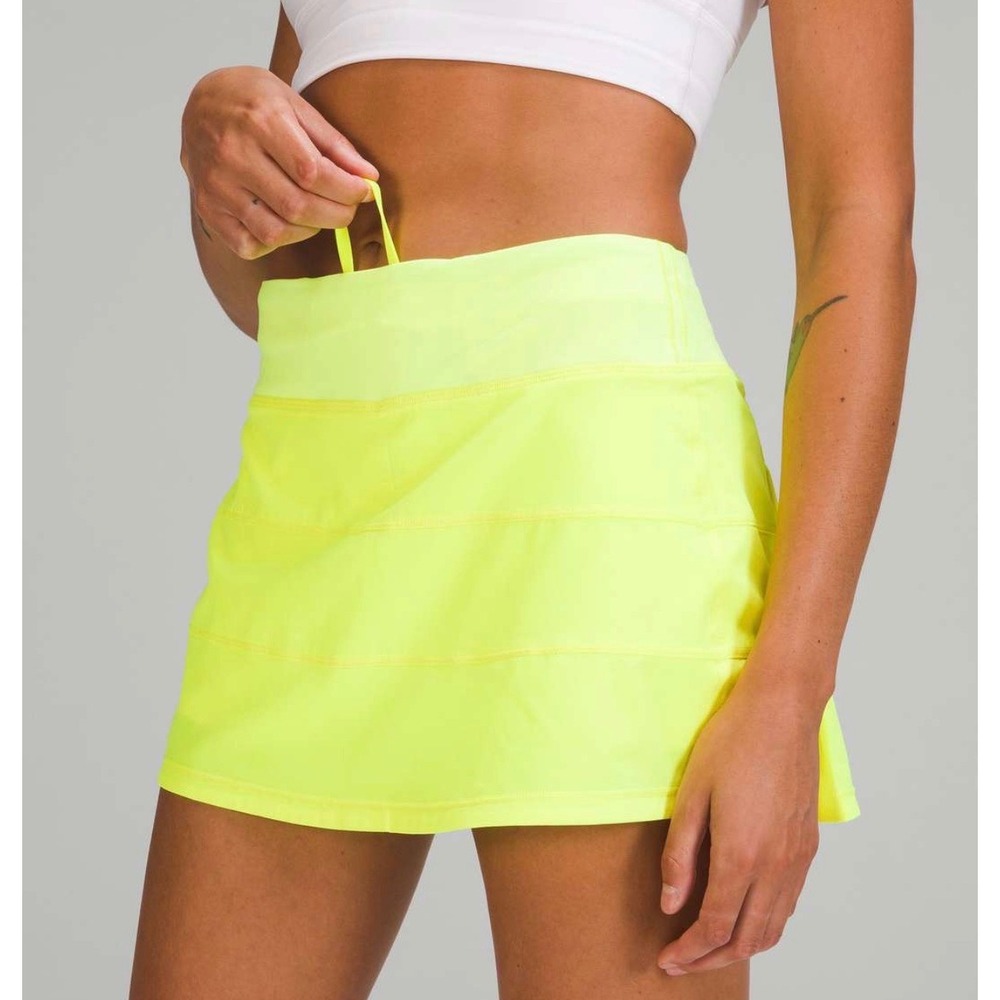 Lululemon Pace Rival Skort Tennis Skirt Neon Yellow Coquette Colorful 10